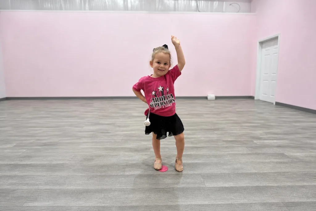 Young girl dancing in Carolina Superstars baton and dance studio